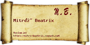 Mitró Beatrix névjegykártya